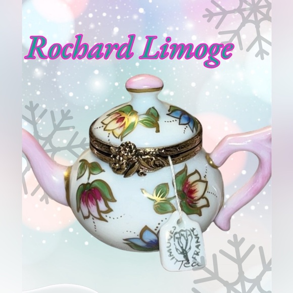 Rochard Limoges - Porcelain Teapot Tulips Limoges Box - Picture 10 of 10